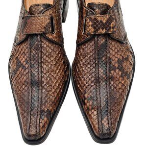Exotic Python Snake skin Aldo Brue Italy Mens size 8.5 Brown Loafers Dress Shoes